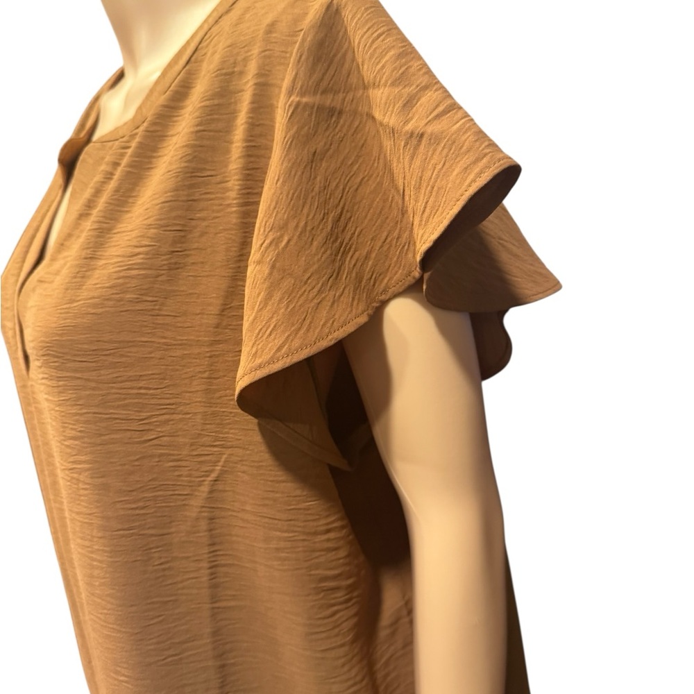 ADRIANNA PAPELL Terracotta Flutter Sleeve Blouse NWT 1X - Picture 3 of 12